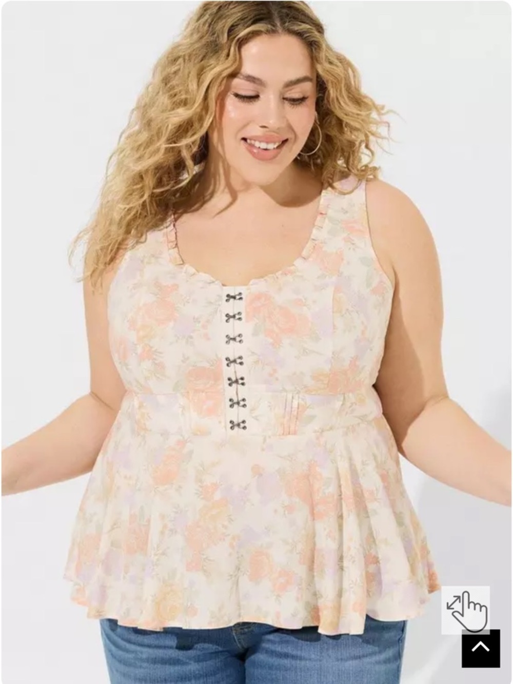 Torrid Babydoll Challis Corset Top in Lush Floral Dew 2X Corset Tie Back Tank